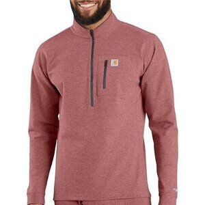 Carhartt Mens Force Heavyweight Base Layer Quarter-Zip Pocket Top Red Size SM